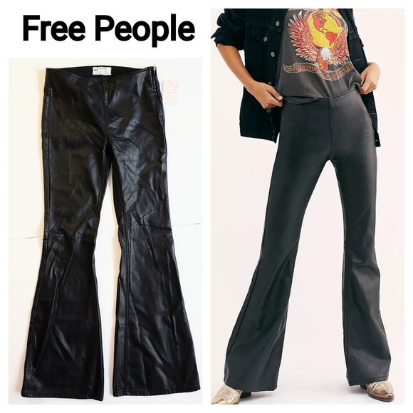 Free People Pants - 🆕Free People Vegan Leather Flared Black Pants